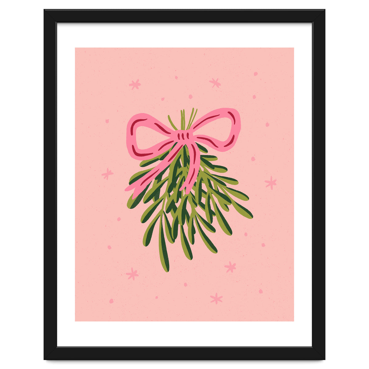 Mistletoe And Pink Bow