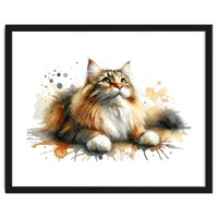Majestic Cat With Watercolor Splashes
