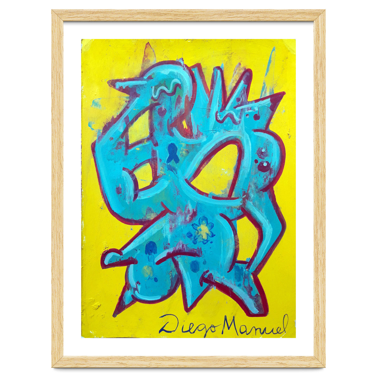 Forma Celeste Sobre Amarillo