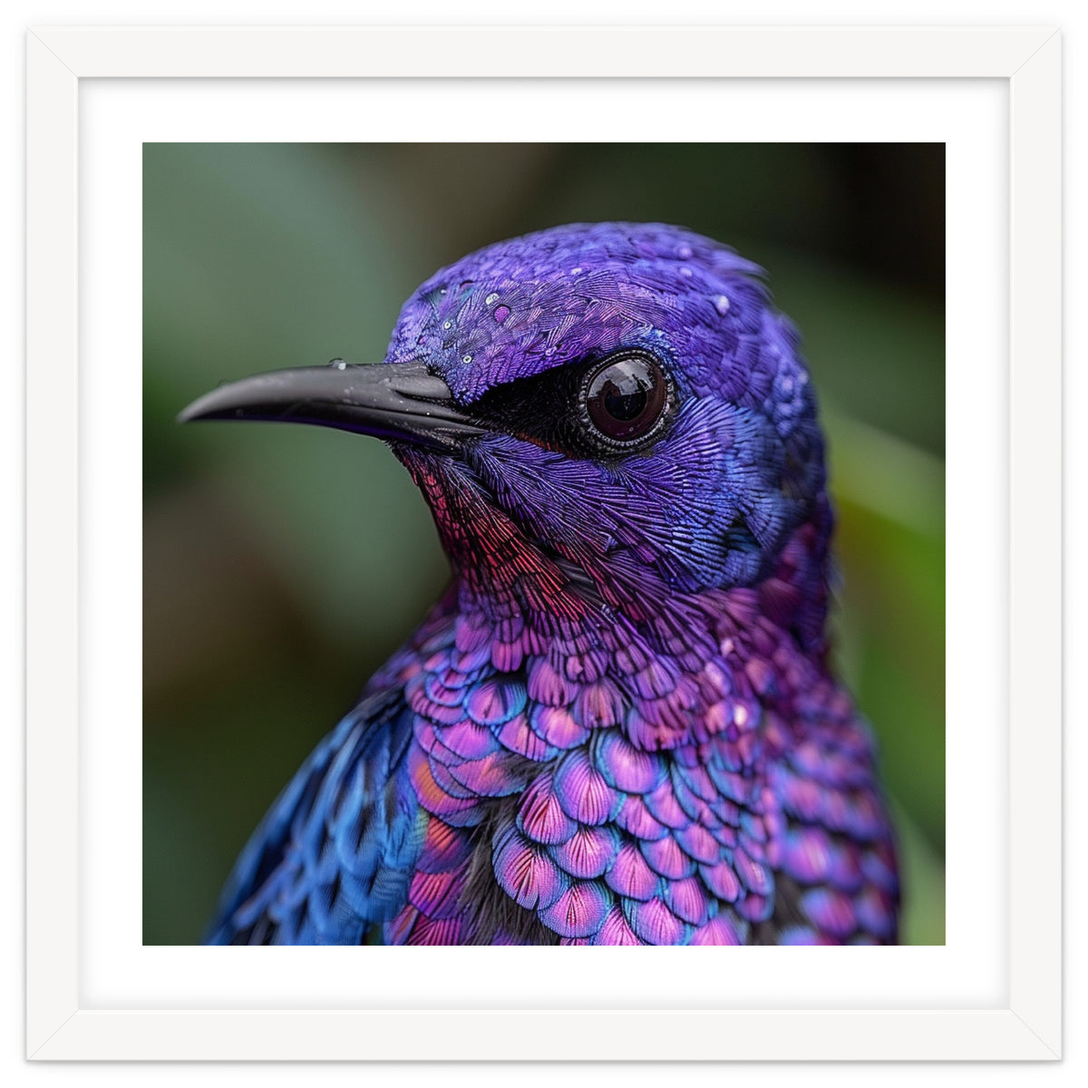 Vibrant Purple Bird With Water Droplets