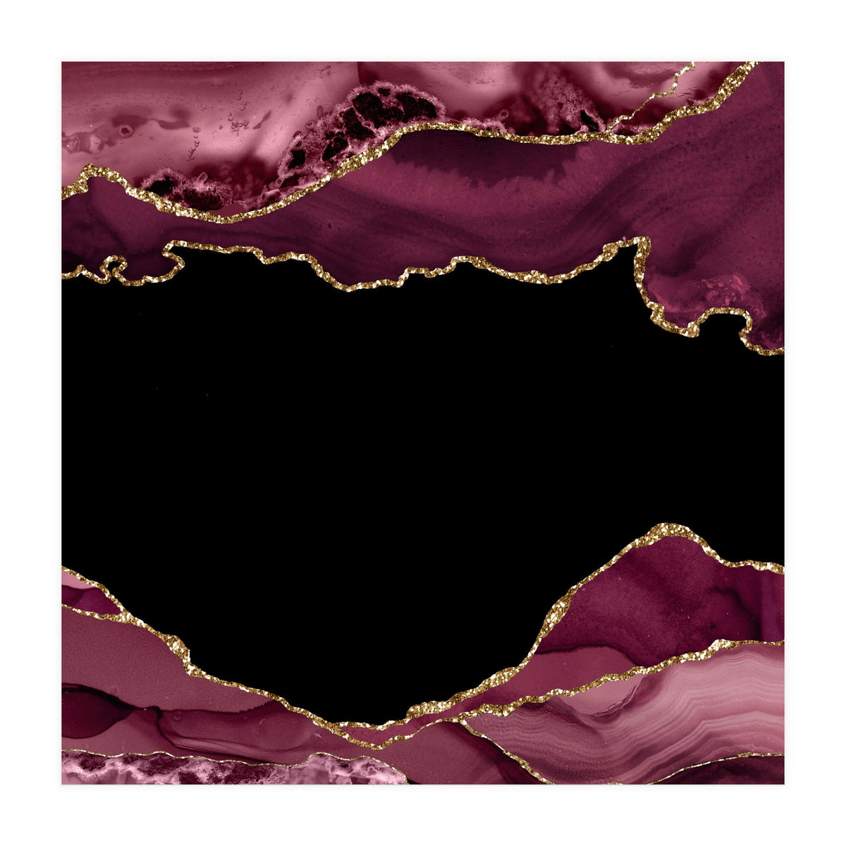Burgundy & Gold Agate Texture 18  (Print Only)