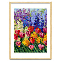 Vibrant Summer Tulip Garden Oil Painting