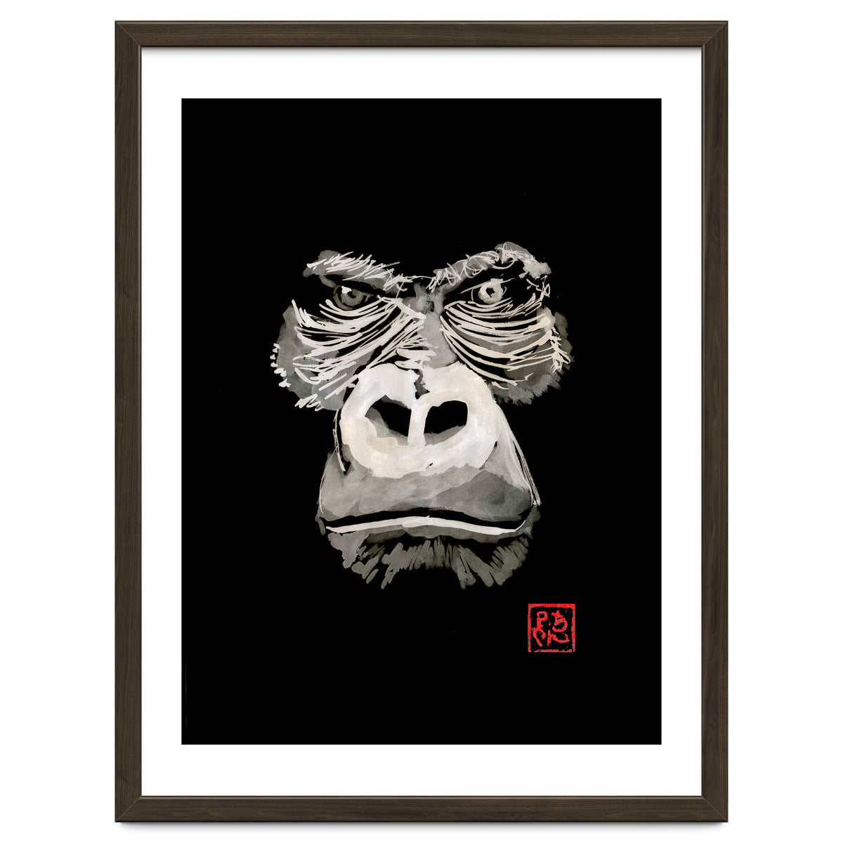 Angry Gorilla White In Black