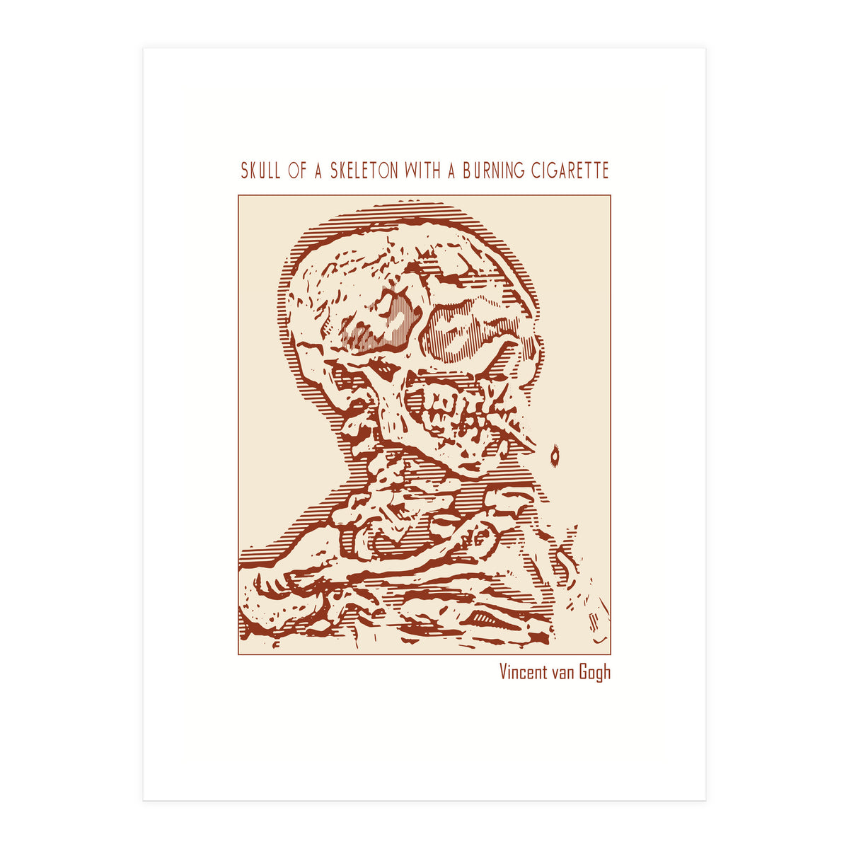 Skull Of A Skeleton With A Burning Cigarette (Print Only)