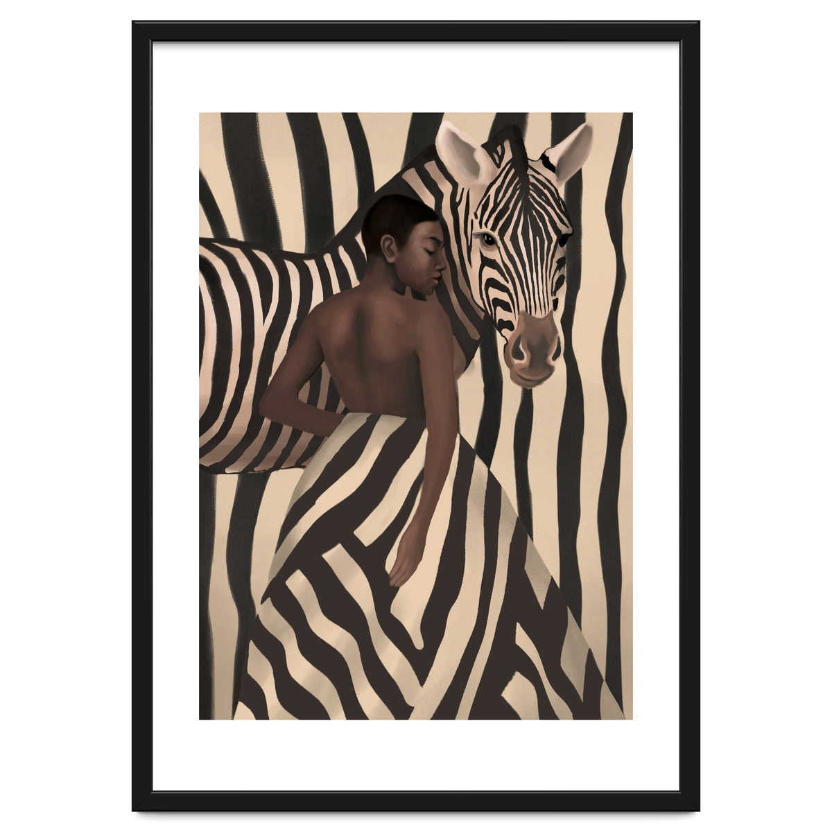 Woman And Zebra In Bold Stripes