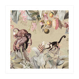 Vintage Exotic Monkeys In African Jungle Landscape (Print Only) thumbnail