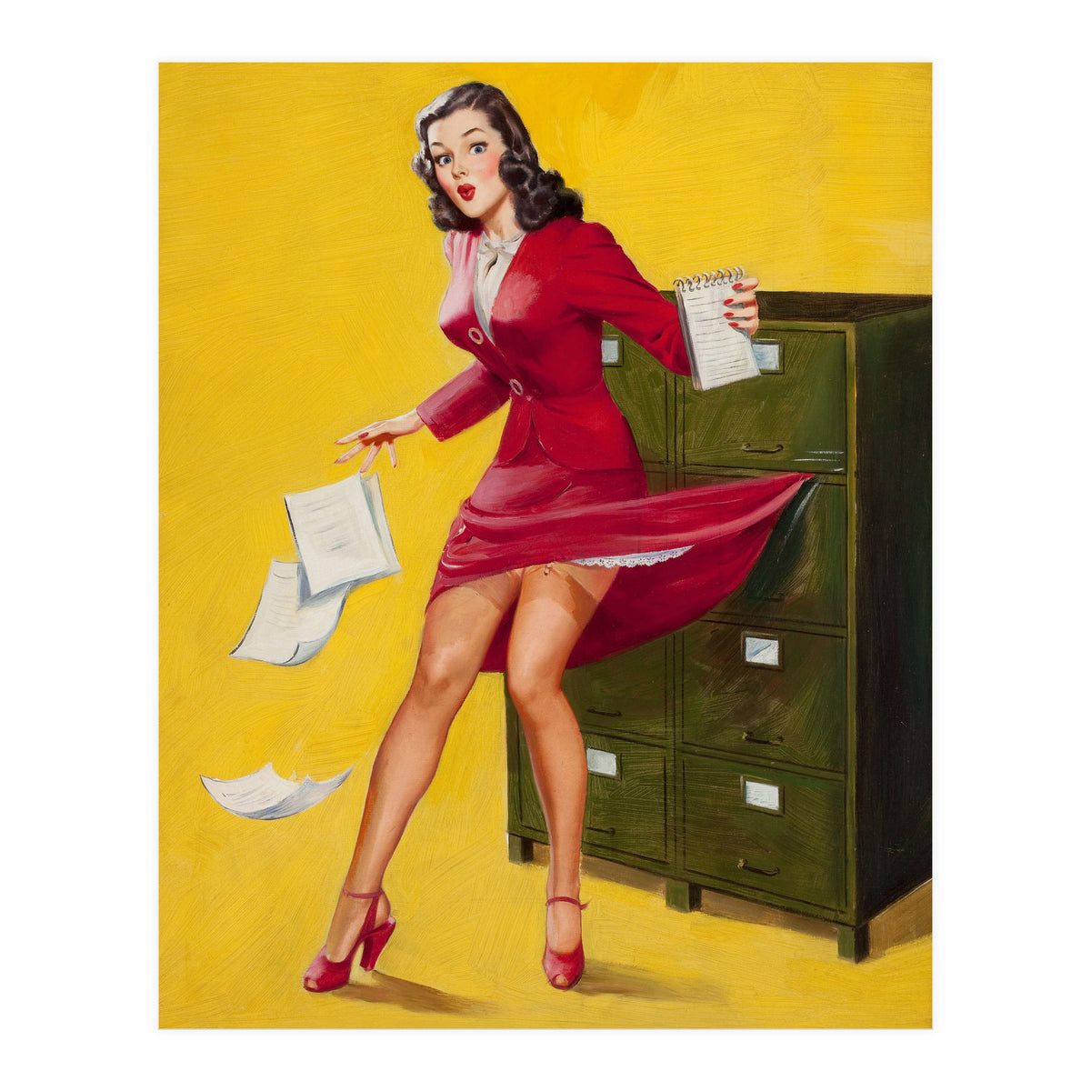 Pinup Girl In Office Accident (Print Only)