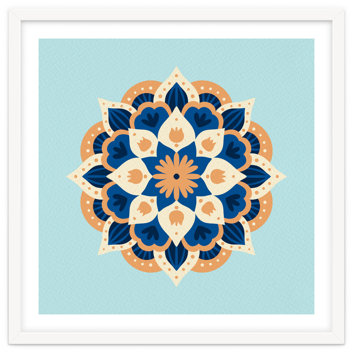 Mandala flower - orange and blue