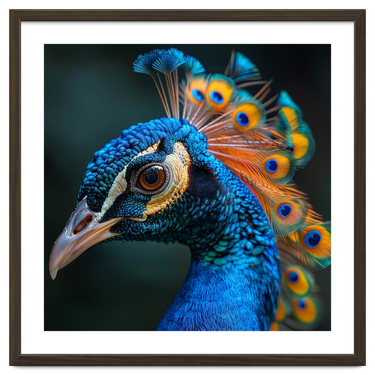 Peacock Bird Portrait Detailed Feathers Vibrant Colors