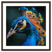 Peacock Bird Portrait Detailed Feathers Vibrant Colors