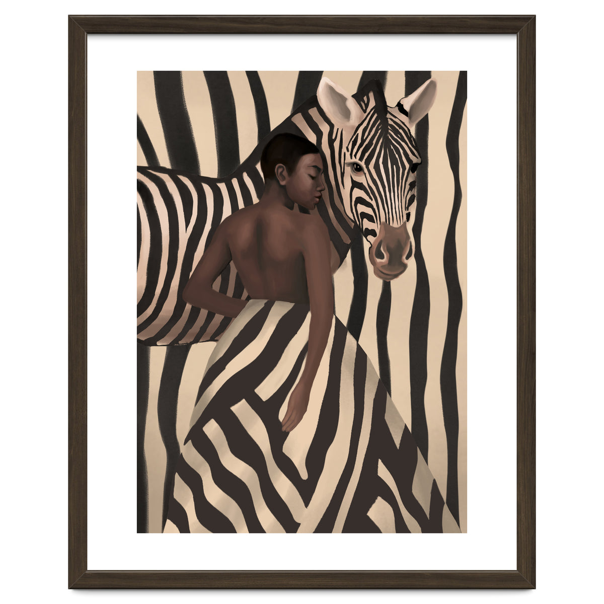 Woman And Zebra In Bold Stripes
