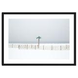 Fake palm tree in the winter snow beach thumbnail