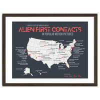 USA Map of Alien First Contacts in Movies
