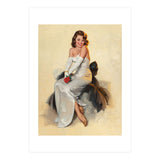 Smiling Young Woman Posing With Flower (Print Only) thumbnail