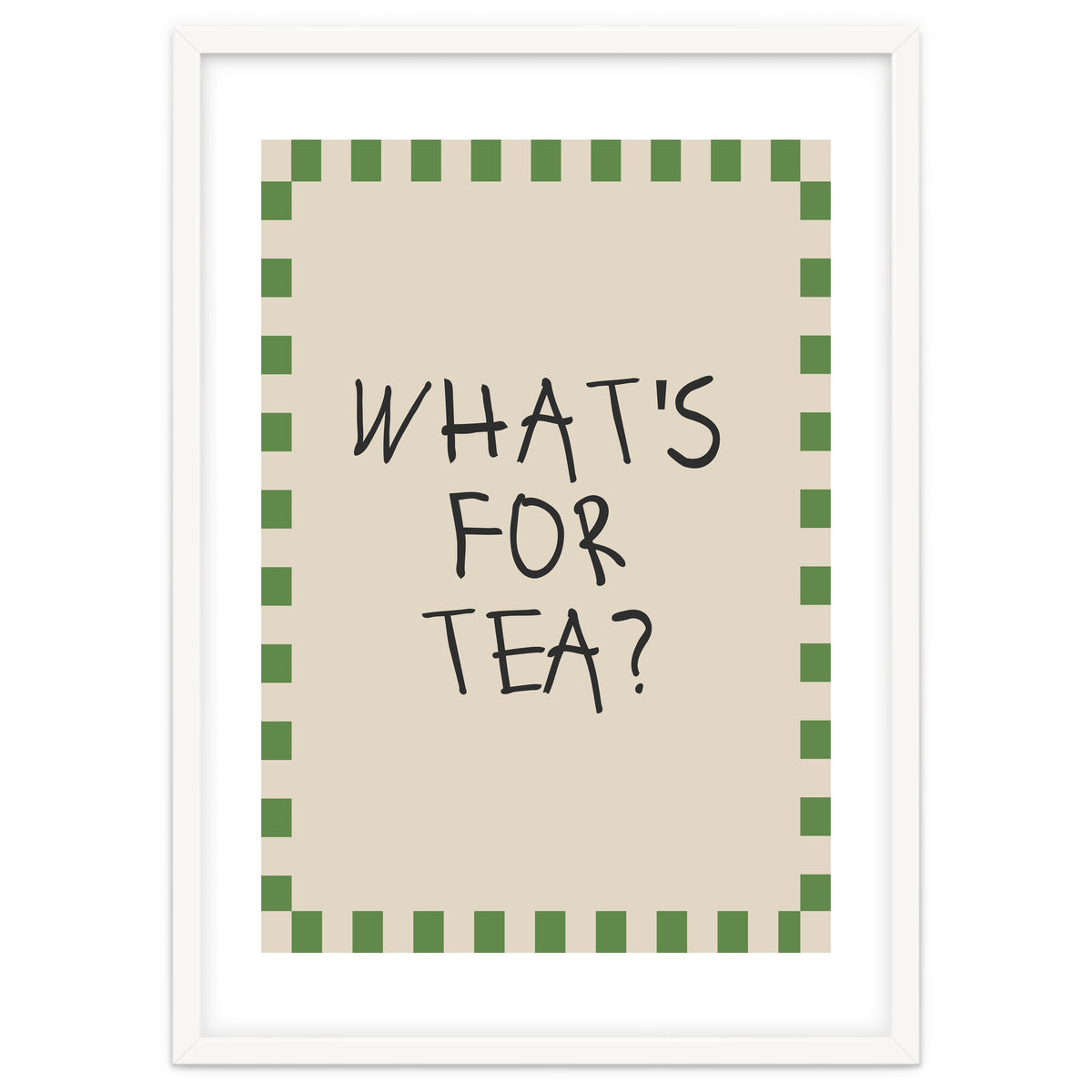 What’s For Tea, Cute Kitchen Quote Print, Playful Wall Art for Dining Spaces