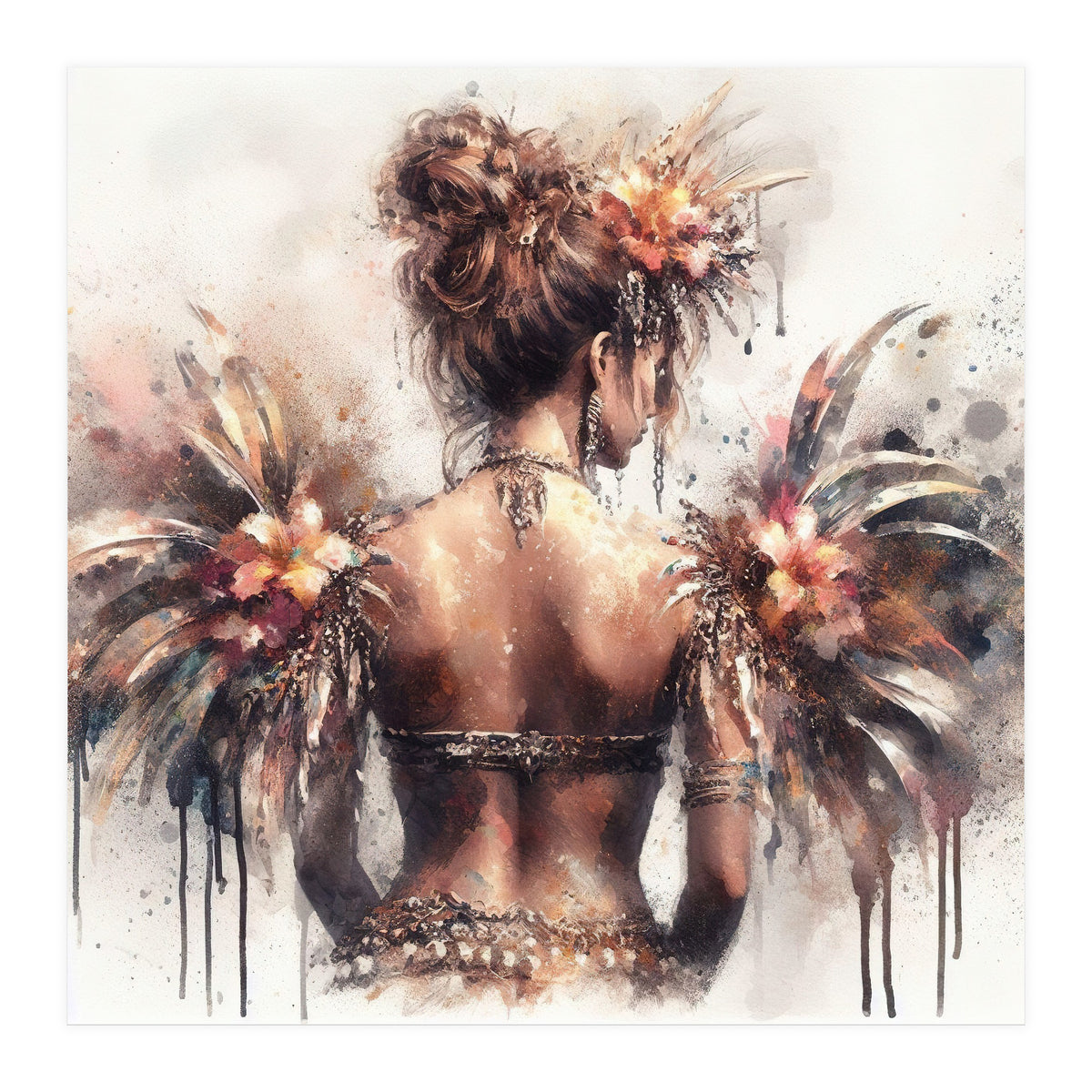 Ornate Floral Back Portrait (Print Only)