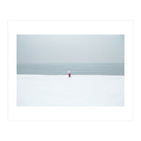 A walking woman in the winter snow beach (Print Only) thumbnail