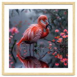 Elegant Flamingo Standing In Water Reflection thumbnail