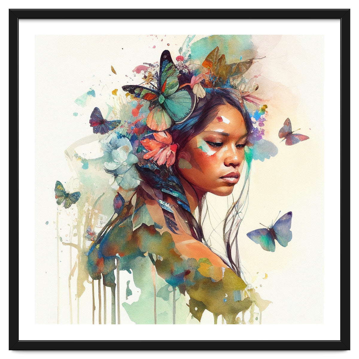 Floral Native Warrior Woman Butterfly Dance