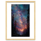 Magical Milky Way Night Sky over Pine Forest Silhouette Art thumbnail
