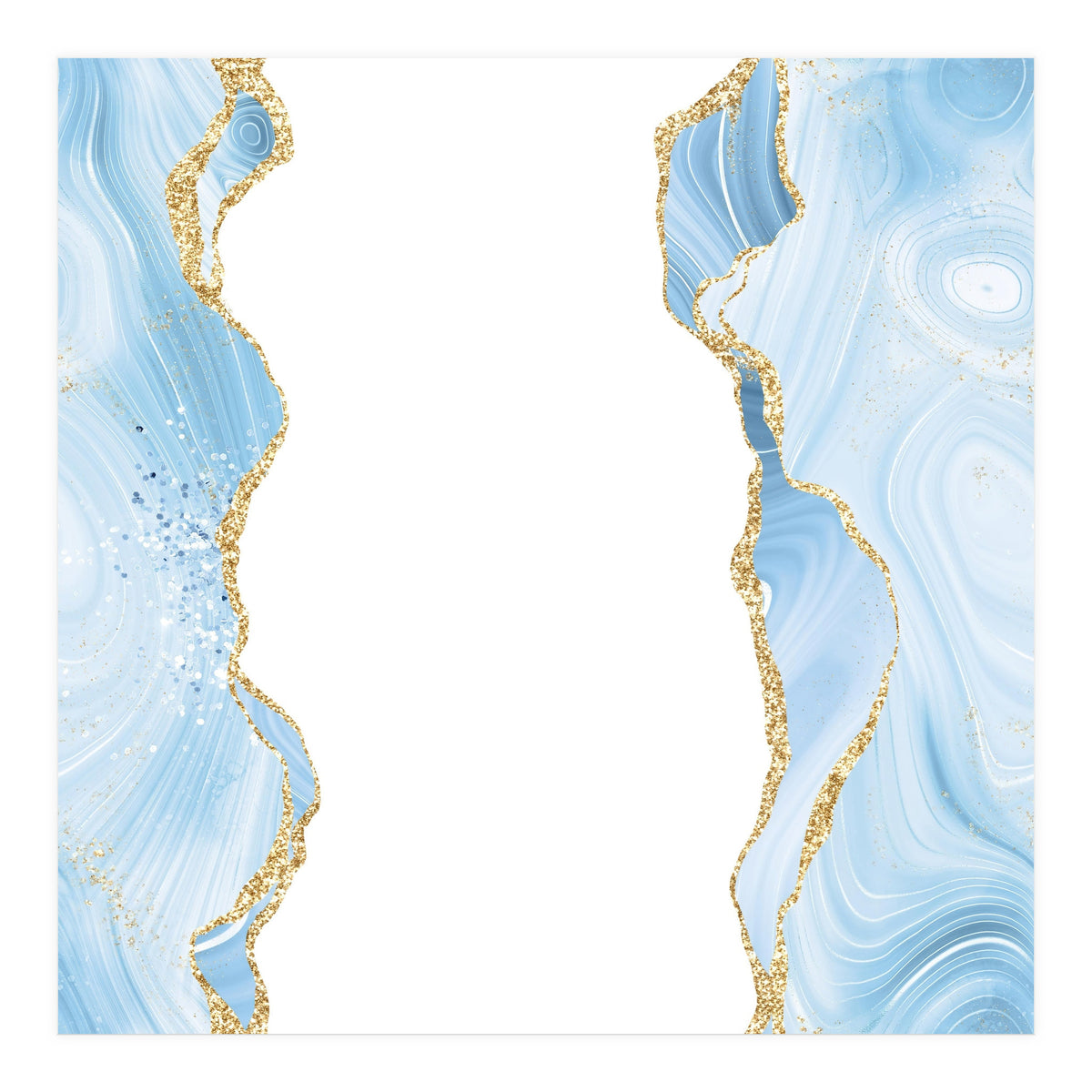 Blue & Gold Glitter Agate Texture 08  (Print Only)