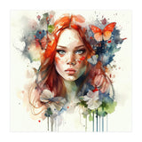 Watercolor Floral Red Hair Woman #7 (Print Only) thumbnail