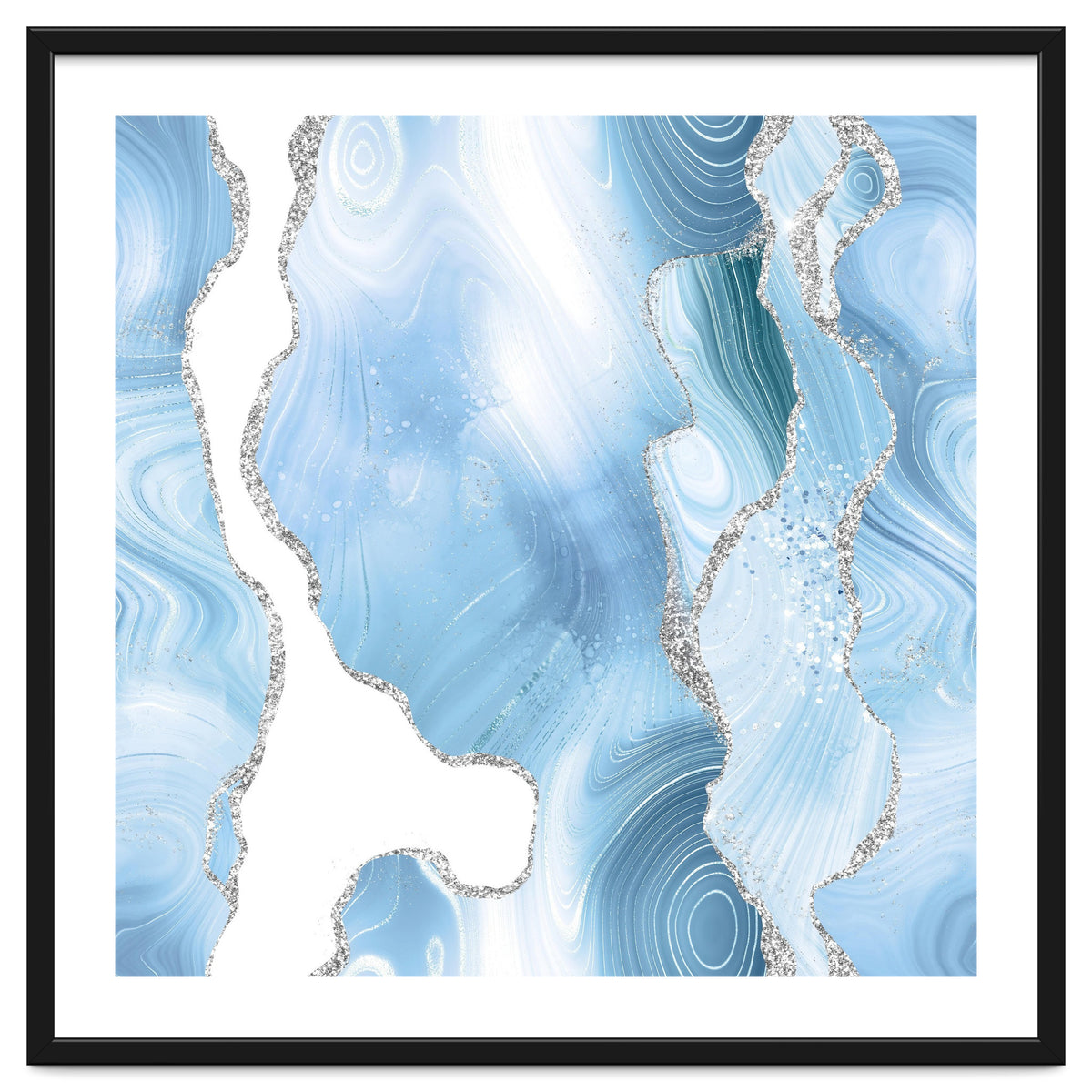 Blue & Silver Agate Glitter Texture 05