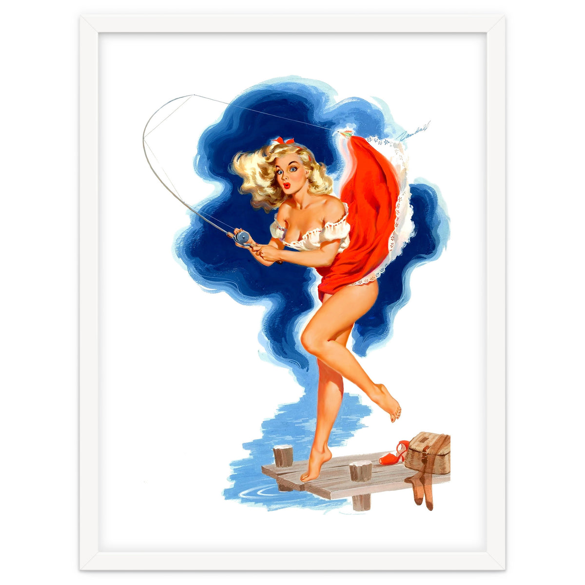 Pinup Sexy Girl And A Fishing Accident