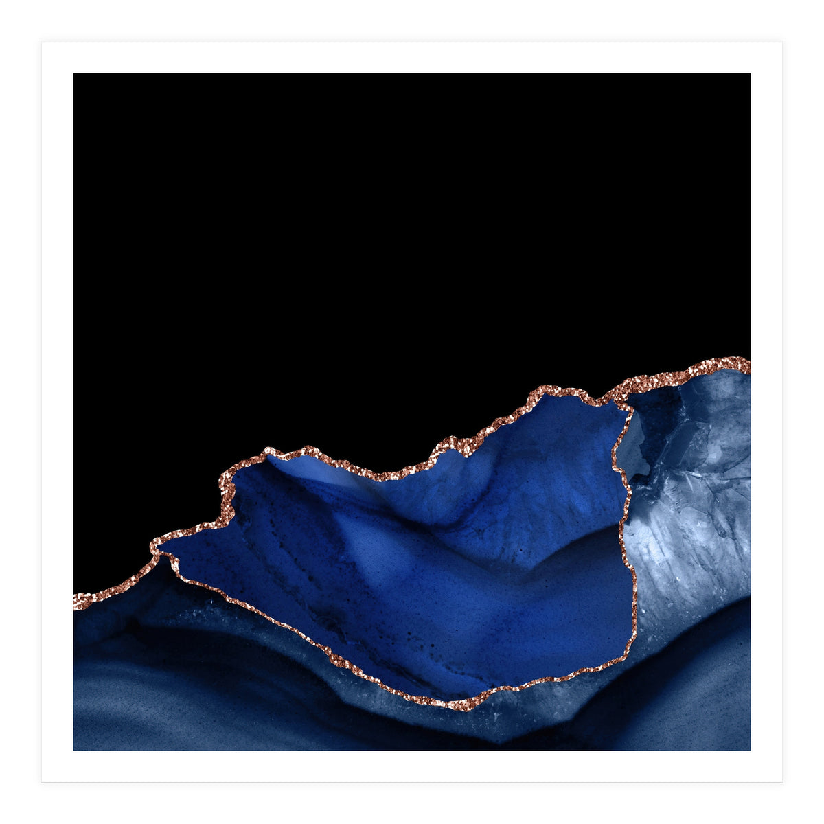 Navy & Rose Gold Agate Texture 06 (Print Only)