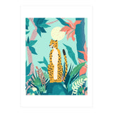 Leopard Forest, Pastel Tropical Jungle Nature Botanical, Moon Eclectic Colorful Wild Animals Boho (Print Only) thumbnail
