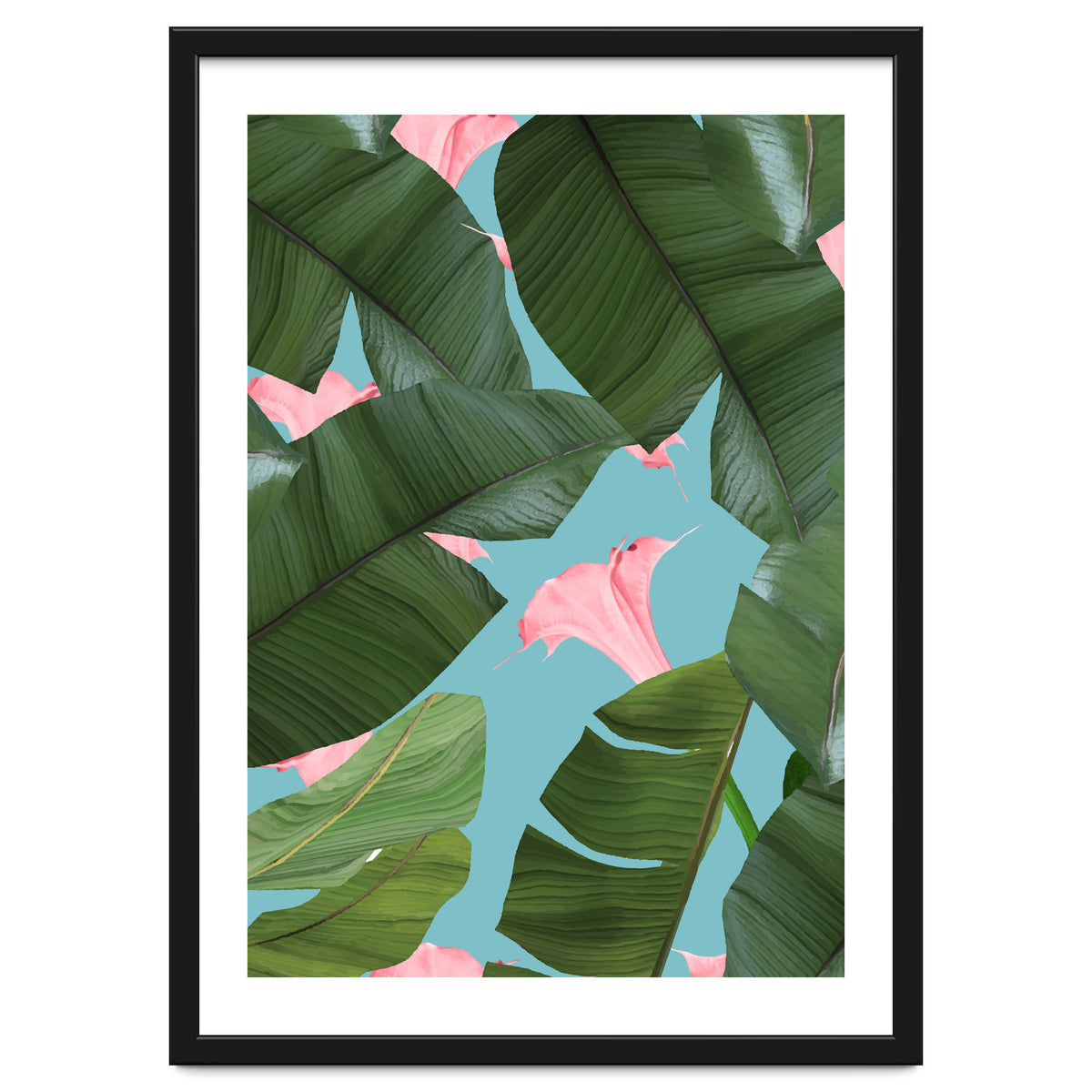Wild Flower, Tropical Jungle Banana Leaves Botanical, Floral Nature Garden Blush Plants