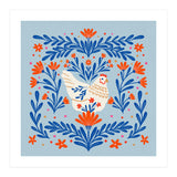 Blooming Chicken Blue And Orange (Print Only) thumbnail