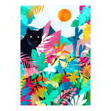 The Black Panther, Tropical Jungle Watercolor Painting, Botanical Forest Colorful Bohemian Illustration, Tiger Leopard Cheetah Animals (Print Only) thumbnail