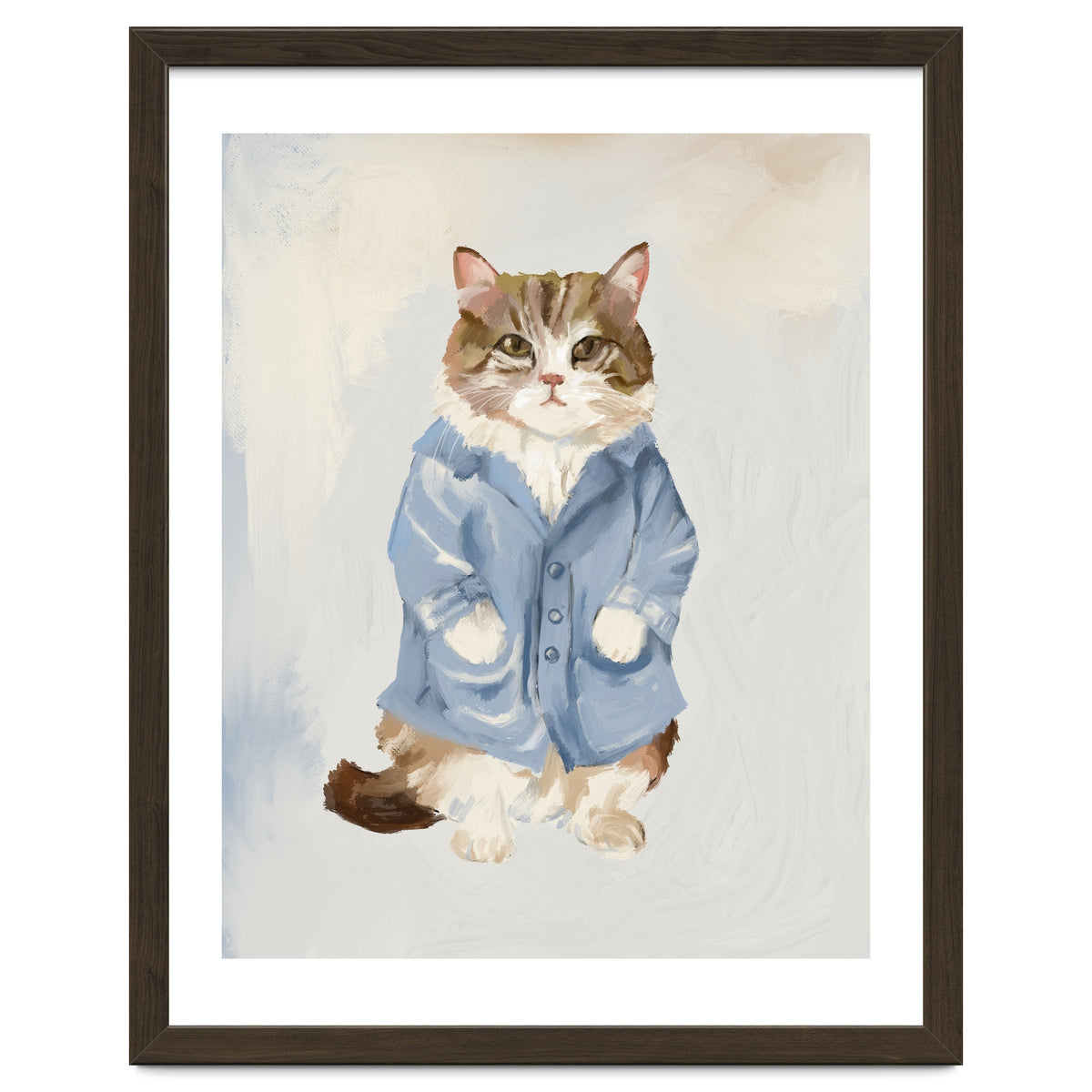 Sir James fluffy Tom cat in his blue pajamas oils