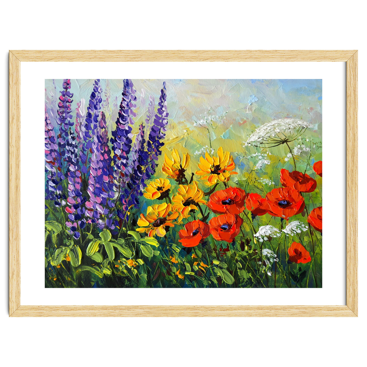 Radiant Summer Wildflower Meadow Oil Painting