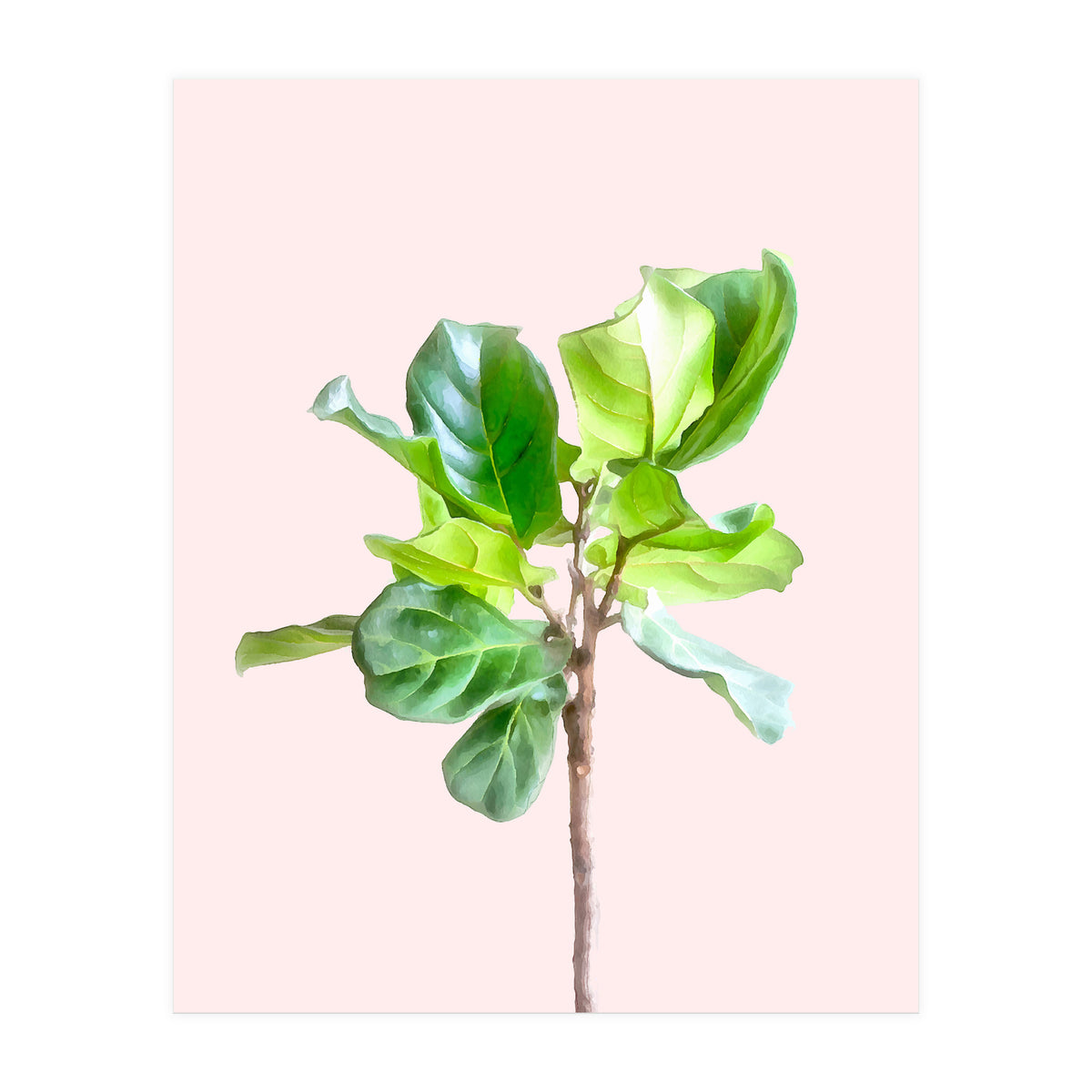 Intimate Energy, Blush Pastel Botanical Plant Minimal Painting, Pink Green Nature (Print Only)