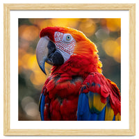 Scarlet Macaw Parrot Close Up Portrait