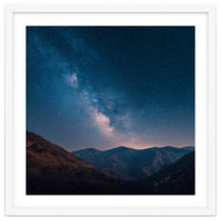 Majestic Milky Way Galaxy over Serene Mountain Range Night Landscape Illustration
