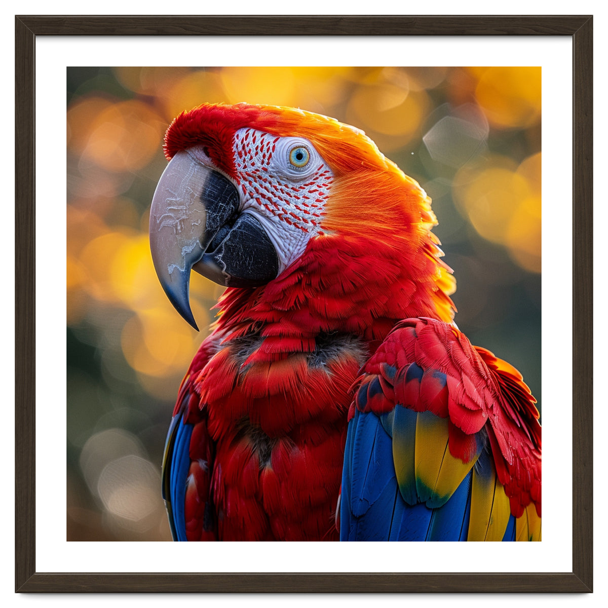 Scarlet Macaw Parrot Close Up Portrait