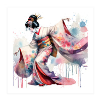 Geisha Dancer With Flowing Kimono (Print Only)