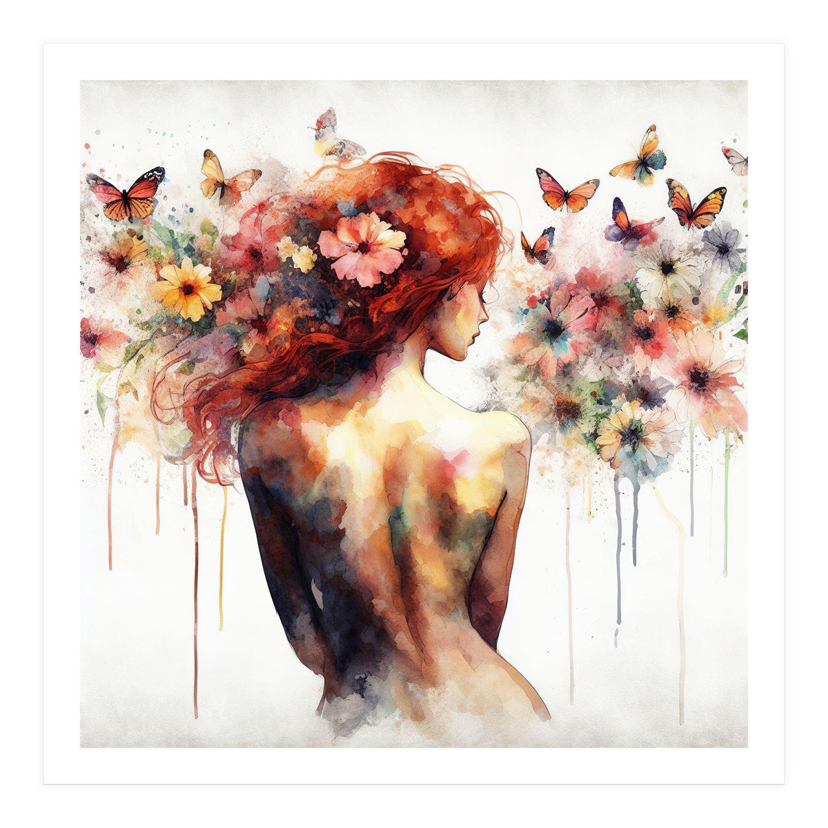 Butterfly Profile In Bloom (Print Only)