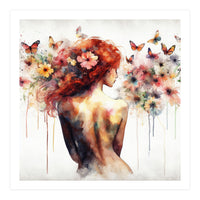 Butterfly Profile In Bloom (Print Only)