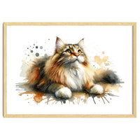 Majestic Cat With Watercolor Splashes