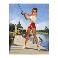 Pinup Fishing Girl With Her Catch (Print Only)