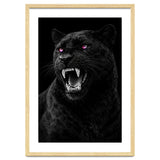 Black leopard with colorful eyes portrait thumbnail
