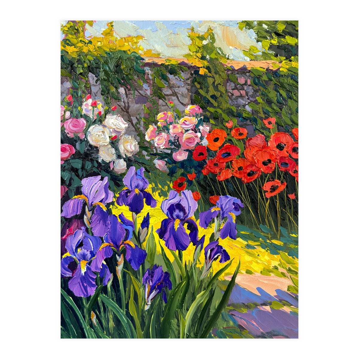 Sun-Drenched Secret Garden Oil Painting (Print Only)