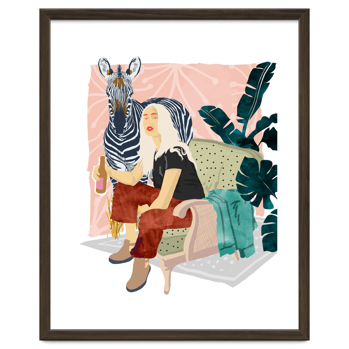 Zebra Hangout | Wildlife Urban Jungle Décor | Banana Leaves Monstera Plant Lady Fashion
