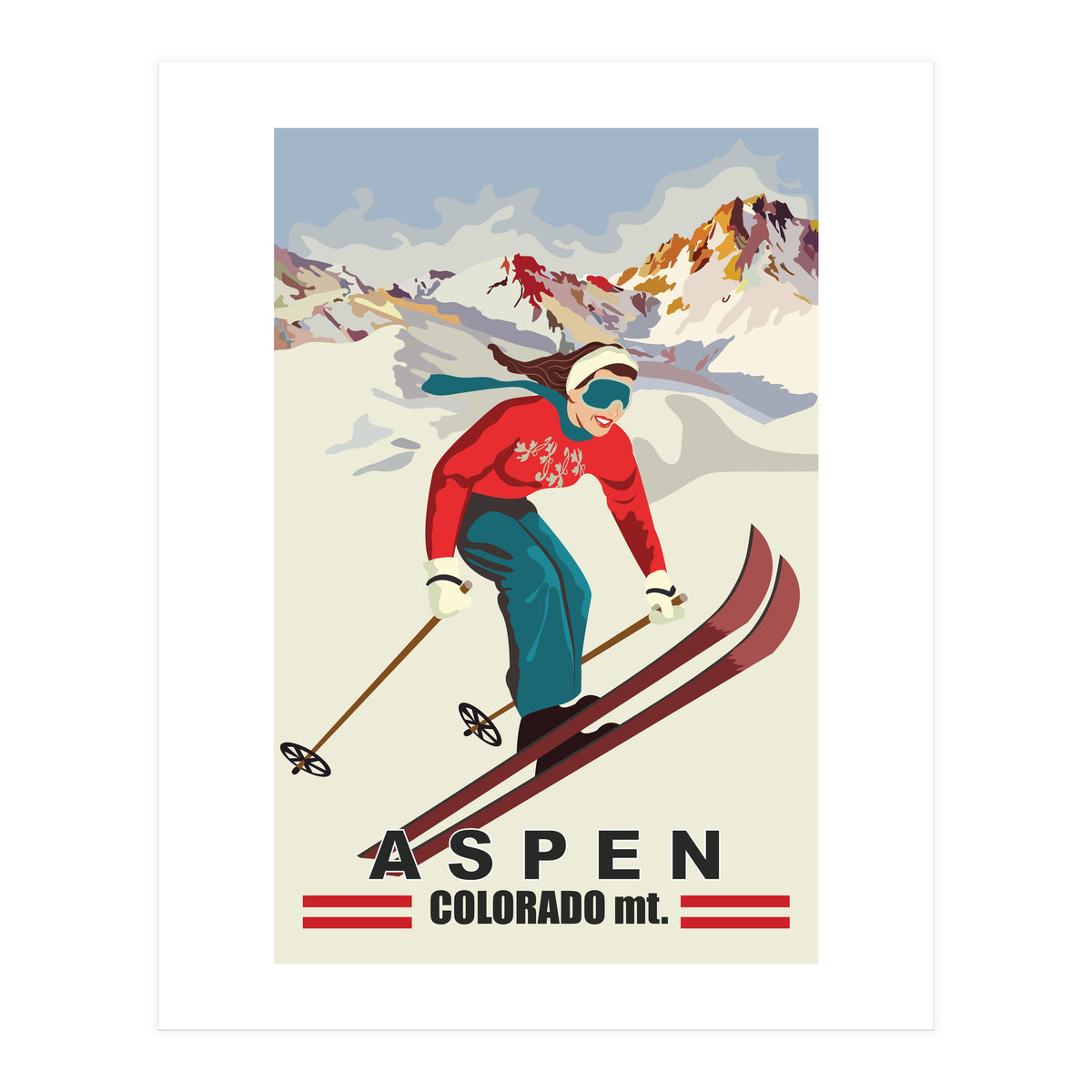 Aspen Ski Girl (Print Only)