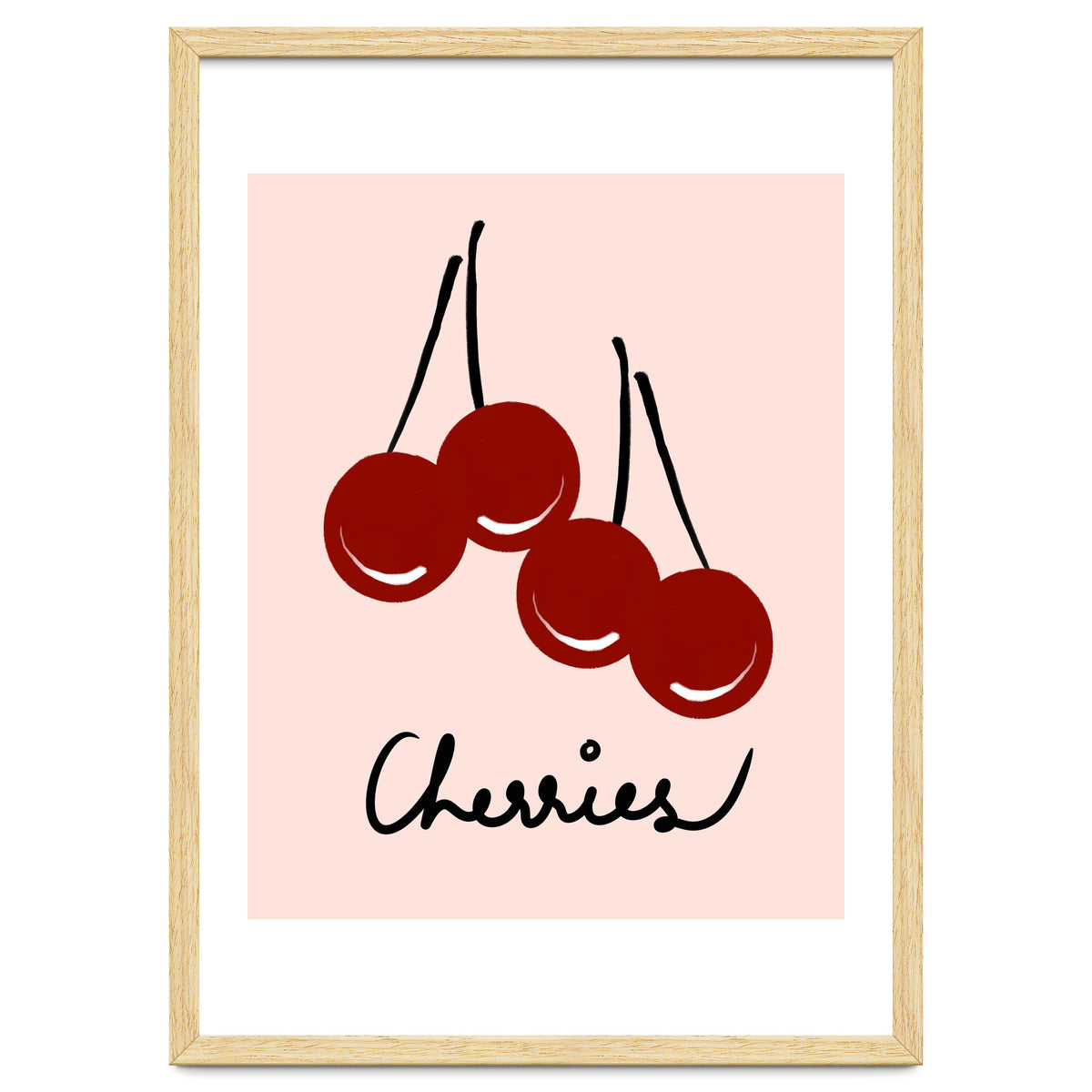 Cherries modern simple minimalistic red cute Fruit wall art