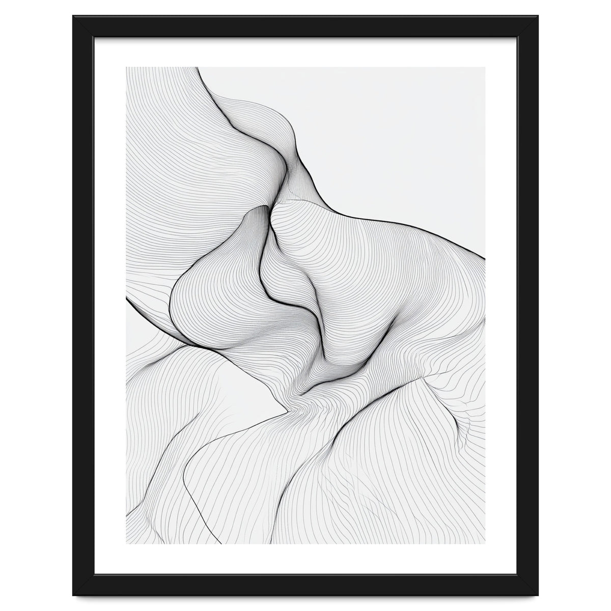 Abstract Black And White Flowing Lines Organic Form
